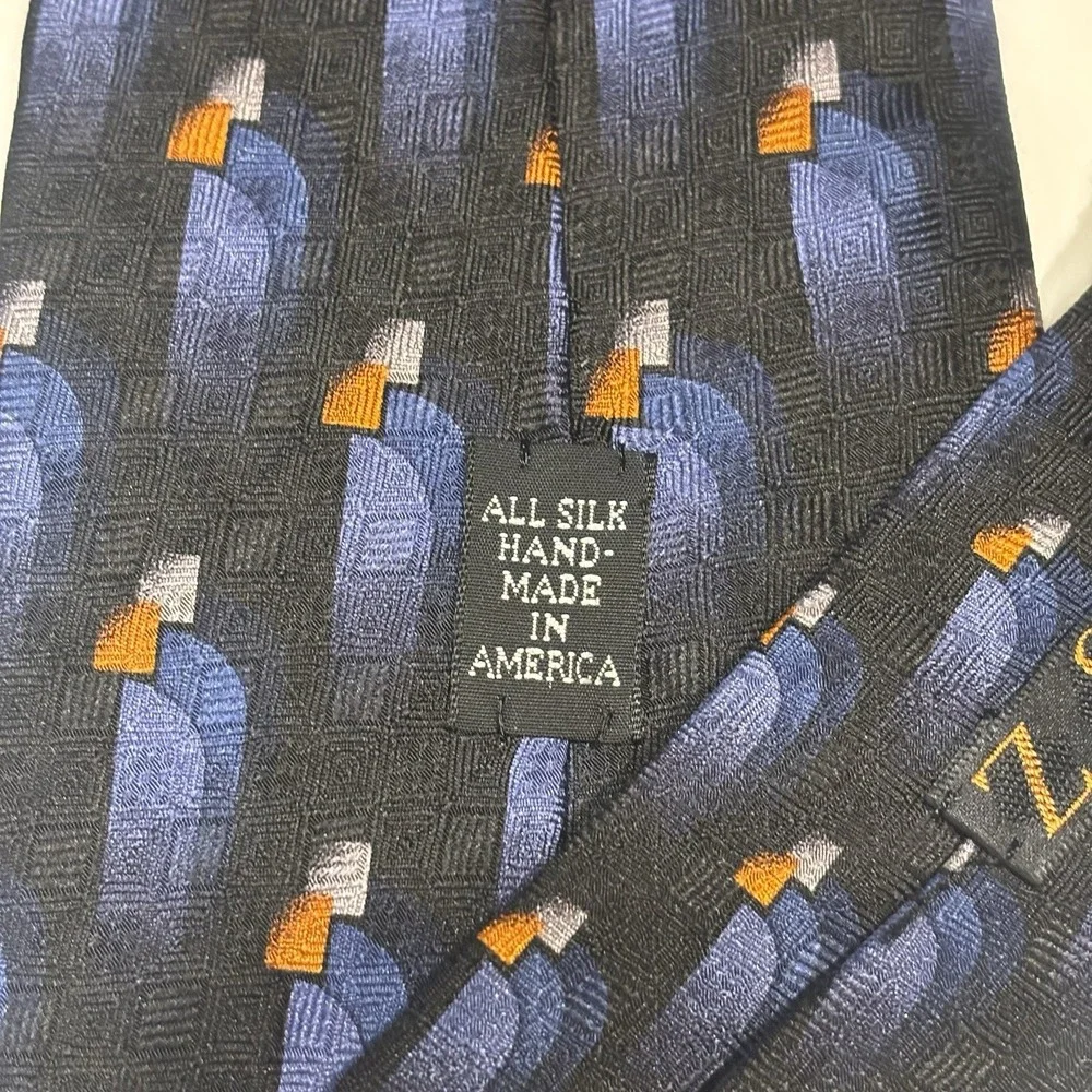 JZ Richard's Nordstrom Men's Necktie Geometric Abstract Black Blue‎ Rust Orange
